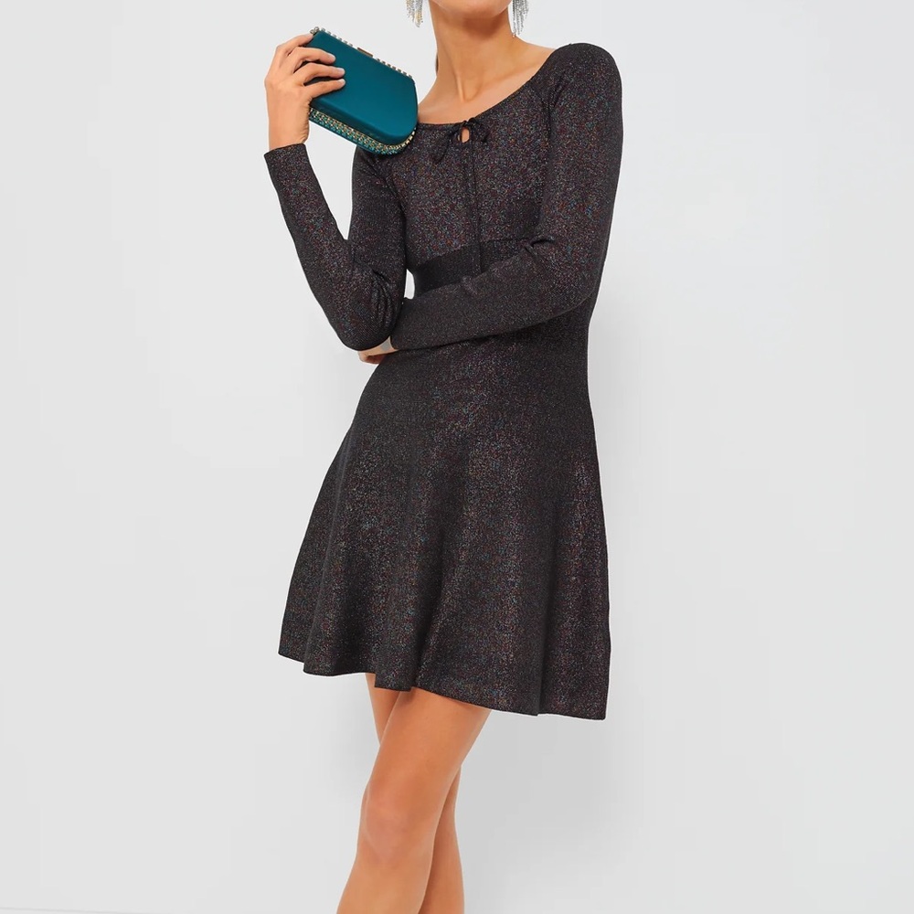 Black Shimmer Selena Knit Dress Hyacinth House